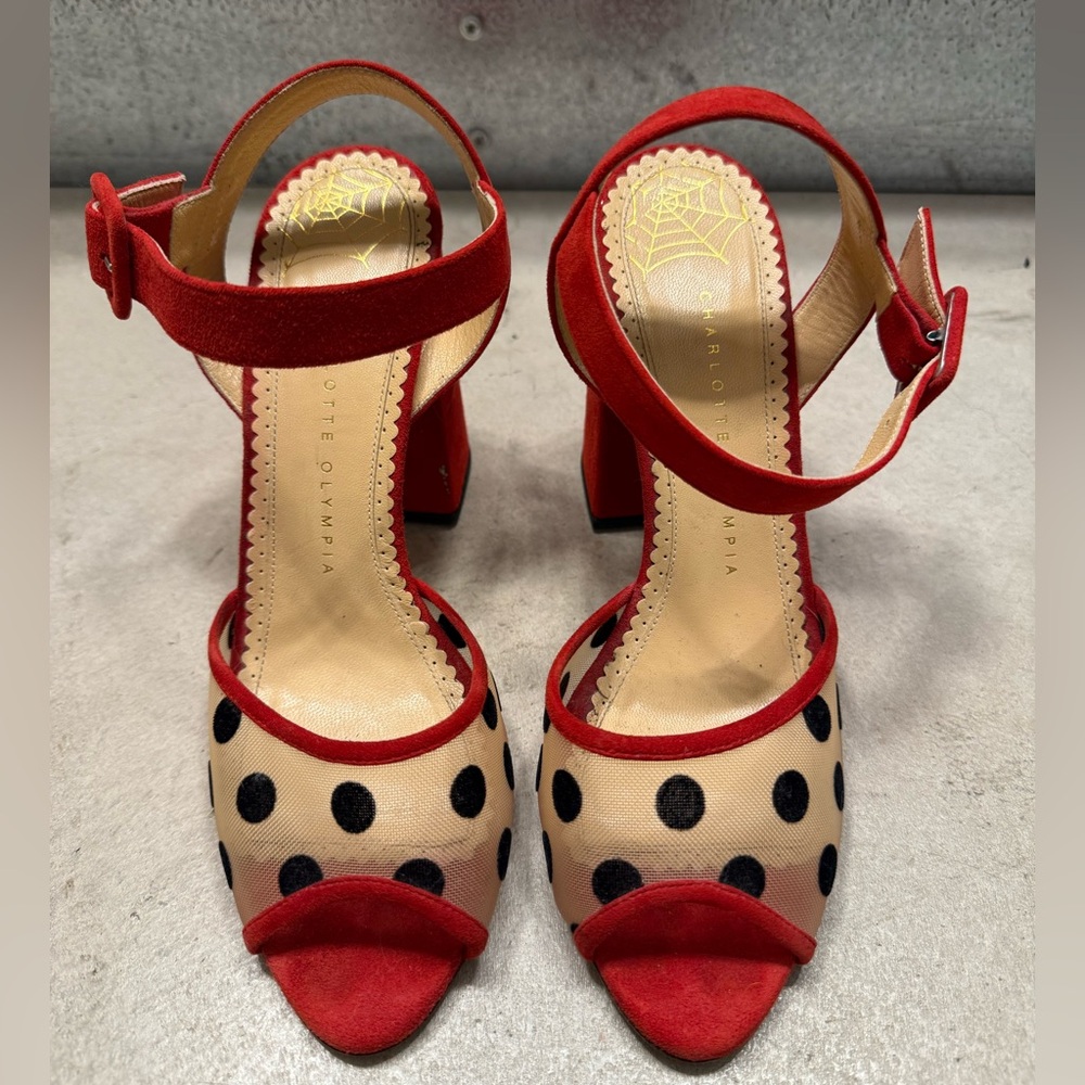 Charlotte Olympia, 39 polka dot sheer red sandals